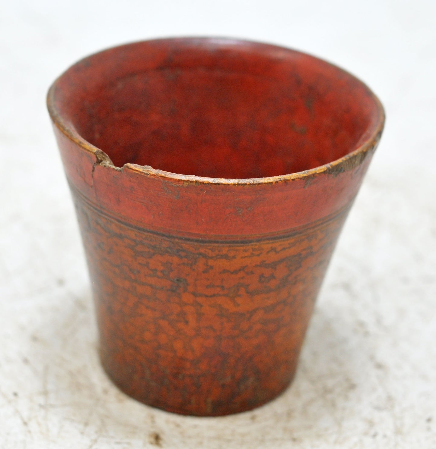 Antique Wooden Small Miniature Drinking Cup Glass Original Old Lacquer Painted