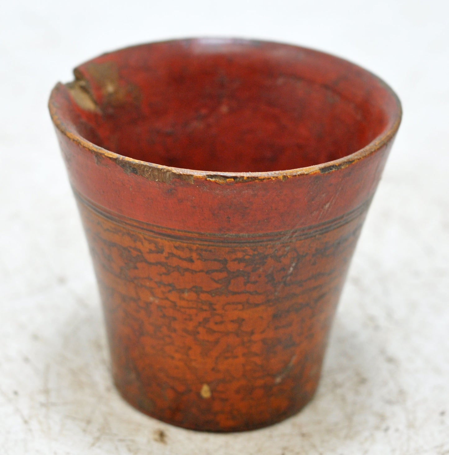 Antique Wooden Small Miniature Drinking Cup Glass Original Old Lacquer Painted