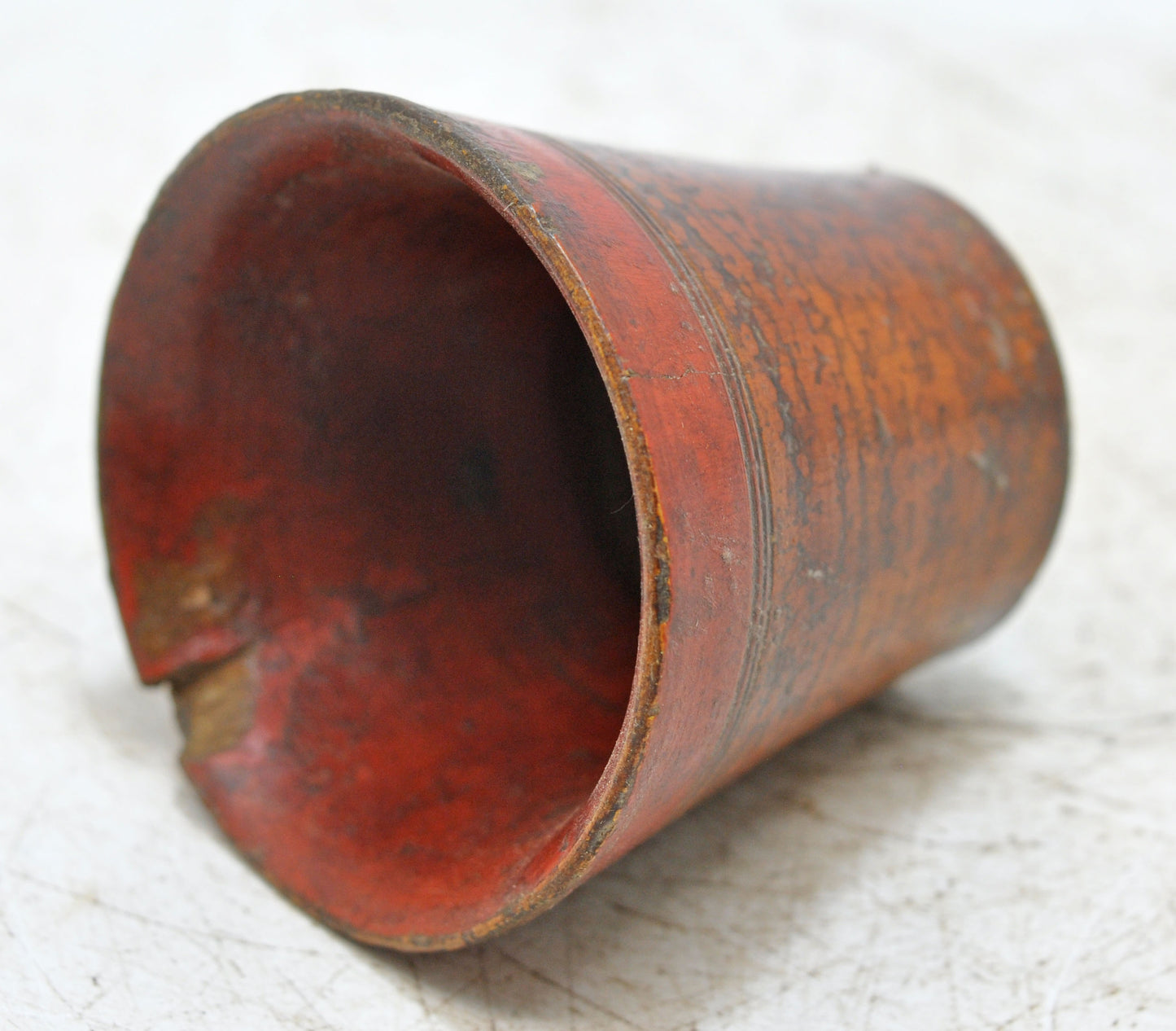 Antique Wooden Small Miniature Drinking Cup Glass Original Old Lacquer Painted
