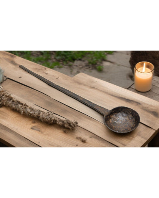 Antique Iron Kitchenware Long Serving Spoon Original Old Hand Crafted