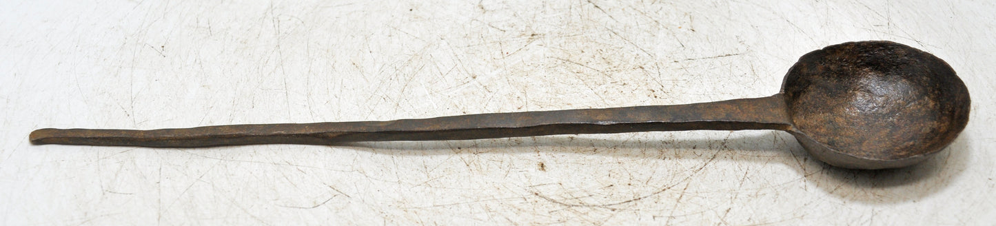 Antique Iron Kitchenware Long Serving Spoon Original Old Hand Crafted