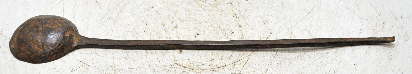 Antique Iron Kitchenware Long Serving Spoon Original Old Hand Crafted