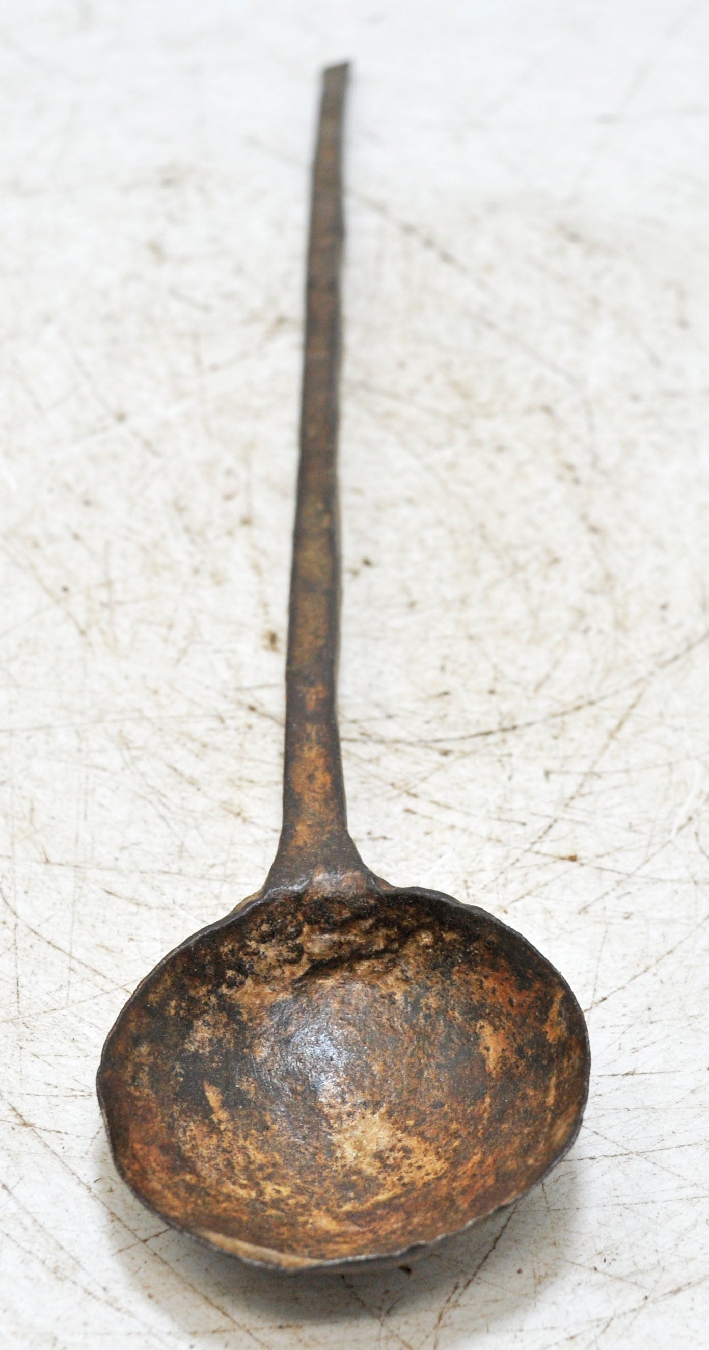 Antique Iron Kitchenware Long Serving Spoon Original Old Hand Crafted