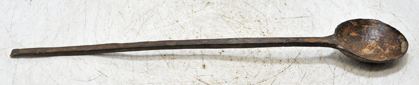 Antique Iron Kitchenware Long Serving Spoon Original Old Hand Crafted
