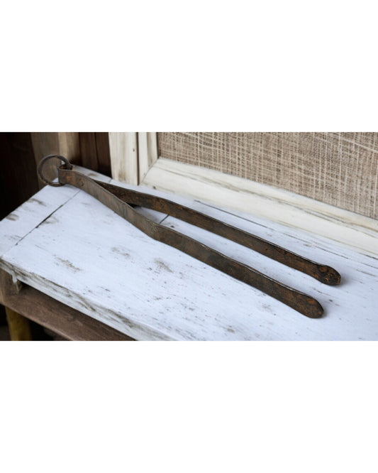 Antique Iron Long Kitchenware Tongs Original Old Hand Crafted