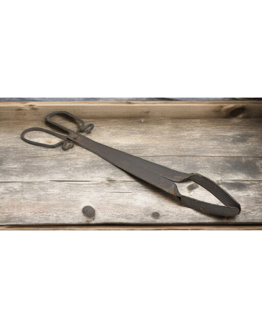 Antique Iron Long Blacksmiths Tongs Original Old Hand Crafted