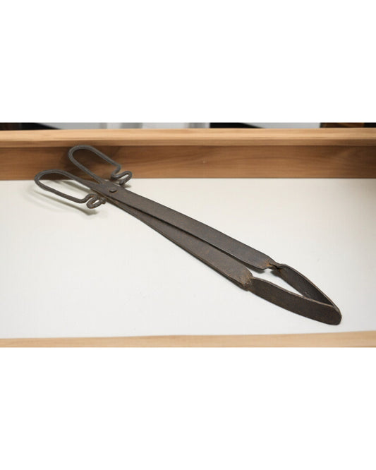 Antique Iron Long Blacksmiths Tongs Original Old Hand Crafted