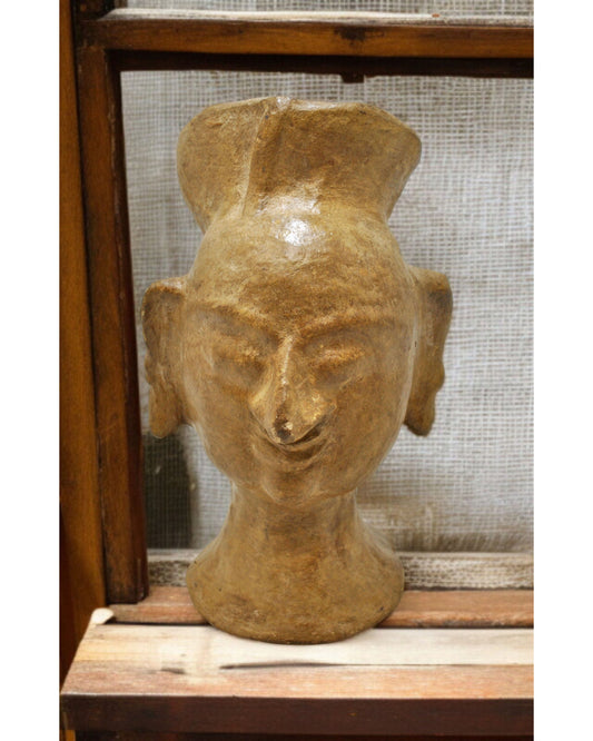 Antique Paper Mache Man Head Face Bust Figurine Original Old Hand Crafted