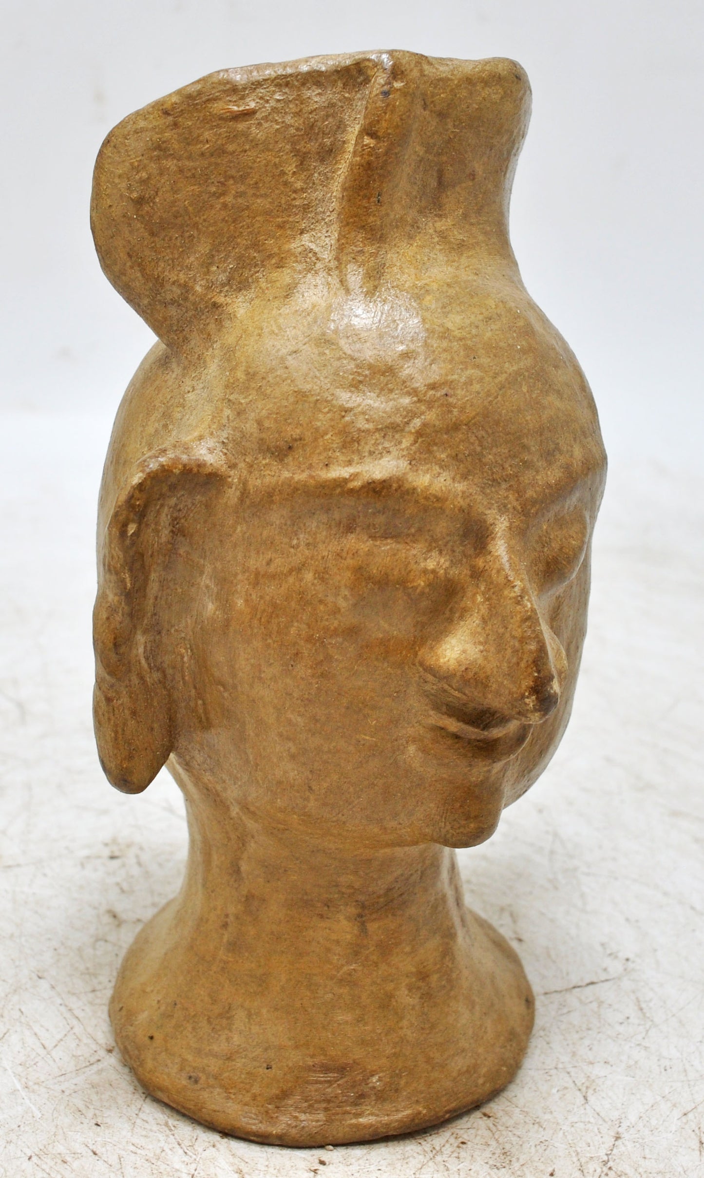 Antique Paper Mache Man Head Face Bust Figurine Original Old Hand Crafted