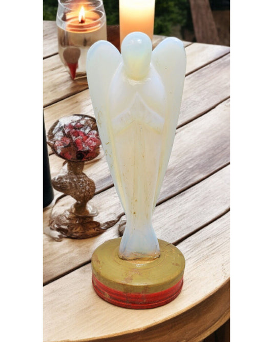 Antique Semi Precious Stone Angel Figurine Original Old Fine Hand Carved