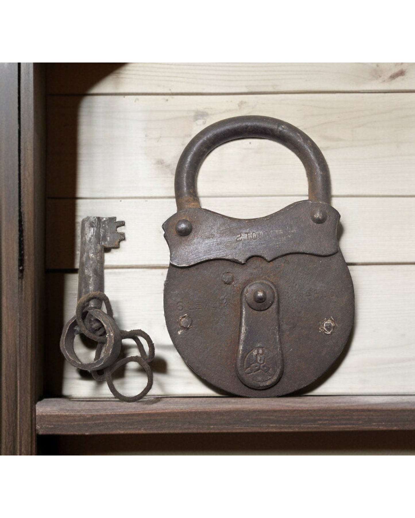 Antique Iron Pad Lock Original Old Hand Crafted Working Condition
