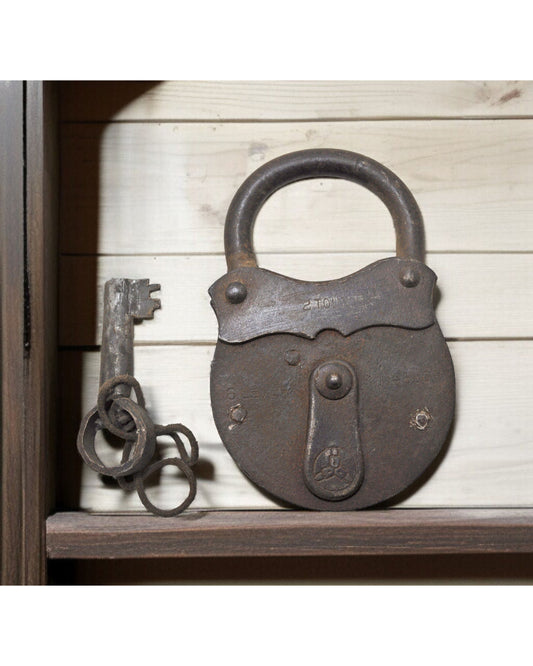 Antique Iron Pad Lock Original Old Hand Crafted Working Condition