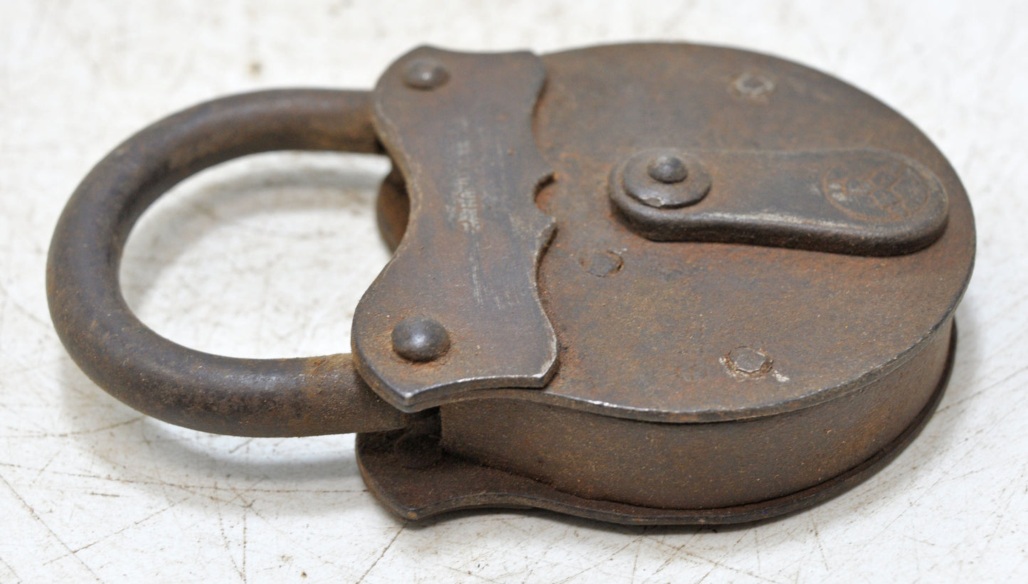 Antique Iron Pad Lock Original Old Hand Crafted Working Condition