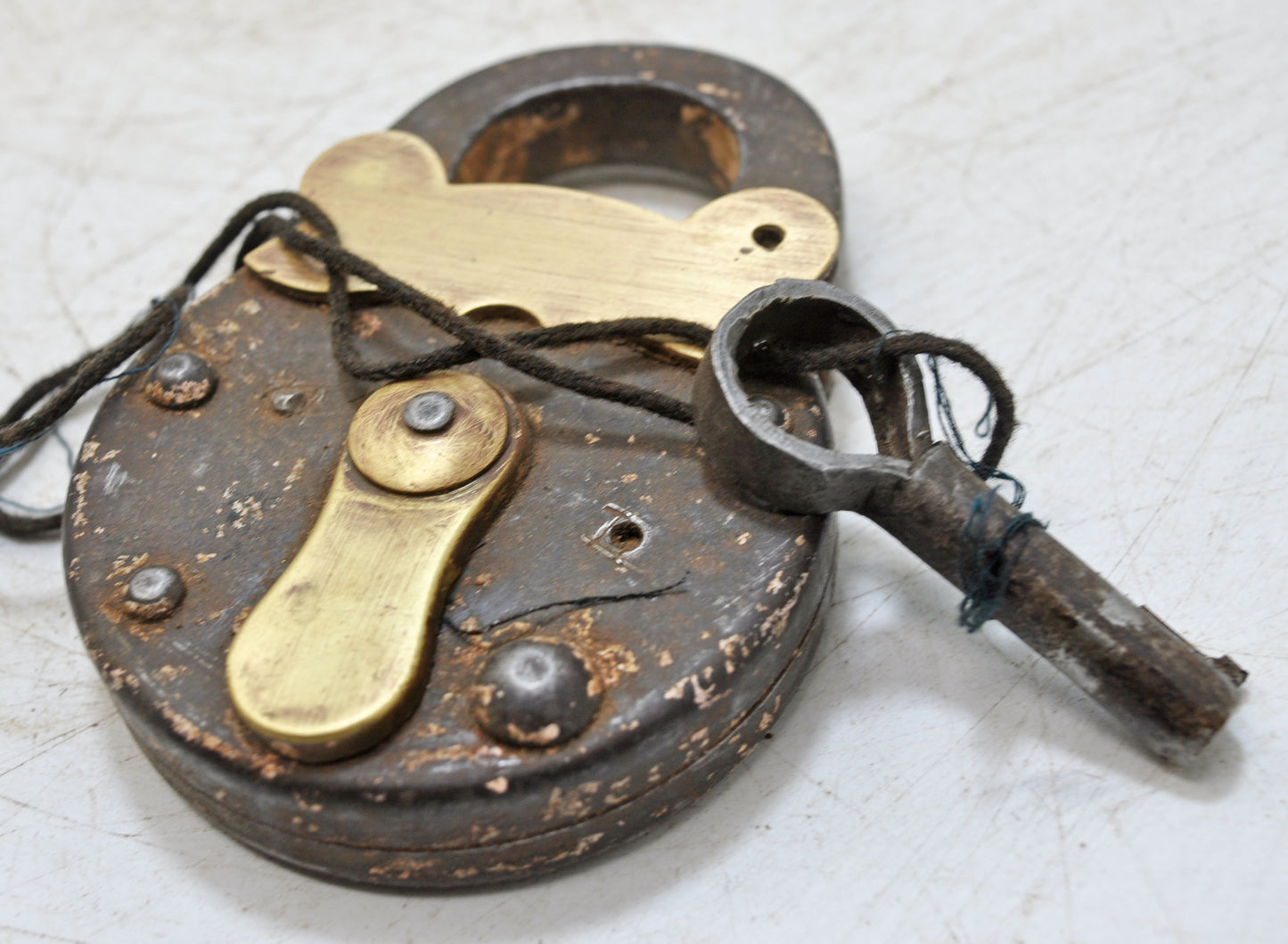 Antique Iron Brass Pad Lock Original Old Hand Crafted Working Condition