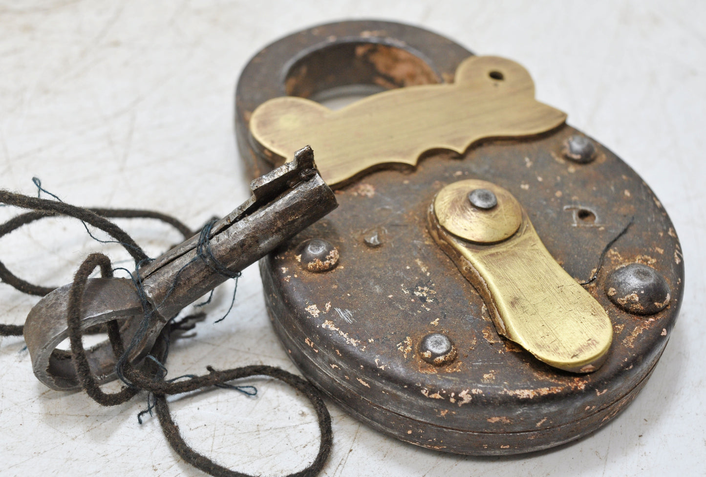 Antique Iron Brass Pad Lock Original Old Hand Crafted Working Condition