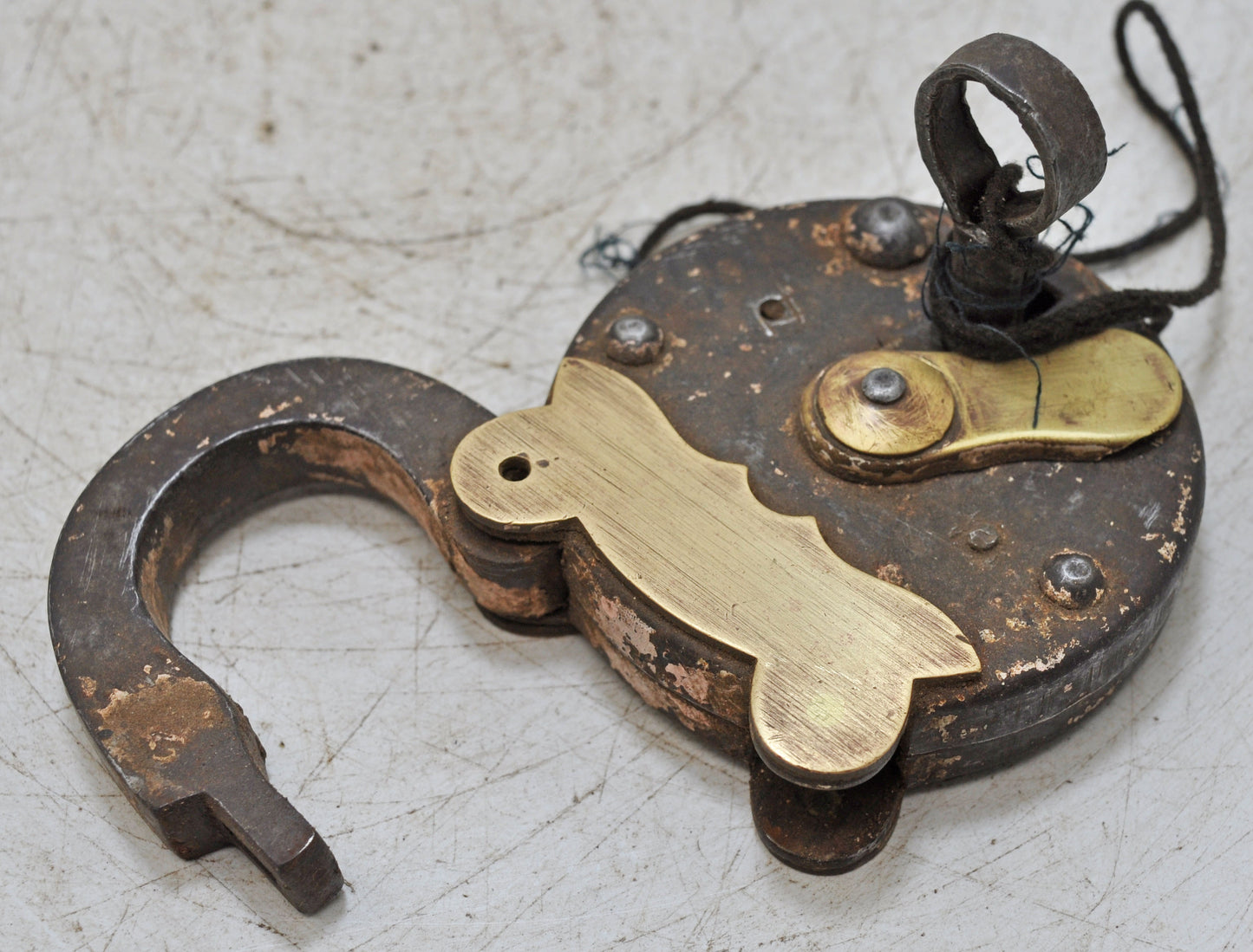 Antique Iron Brass Pad Lock Original Old Hand Crafted Working Condition