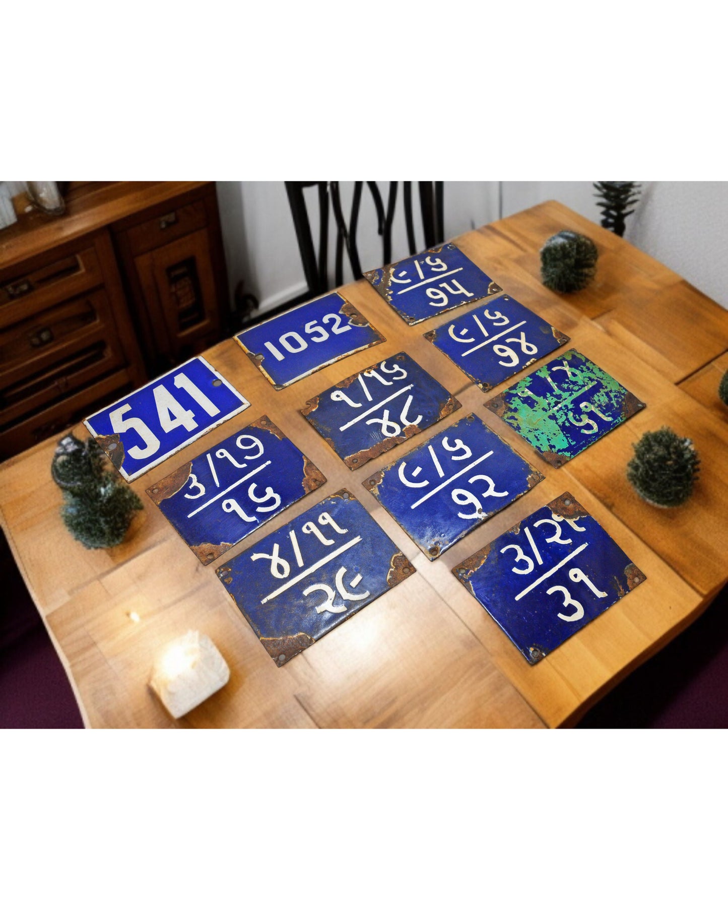 Antique Iron Enamel Porcelain Lot of 10 Signs Original Old Hand Crafted