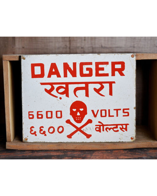 Antique Iron Enamel Porcelain Danger Sign Board Original Old Hand Crafted