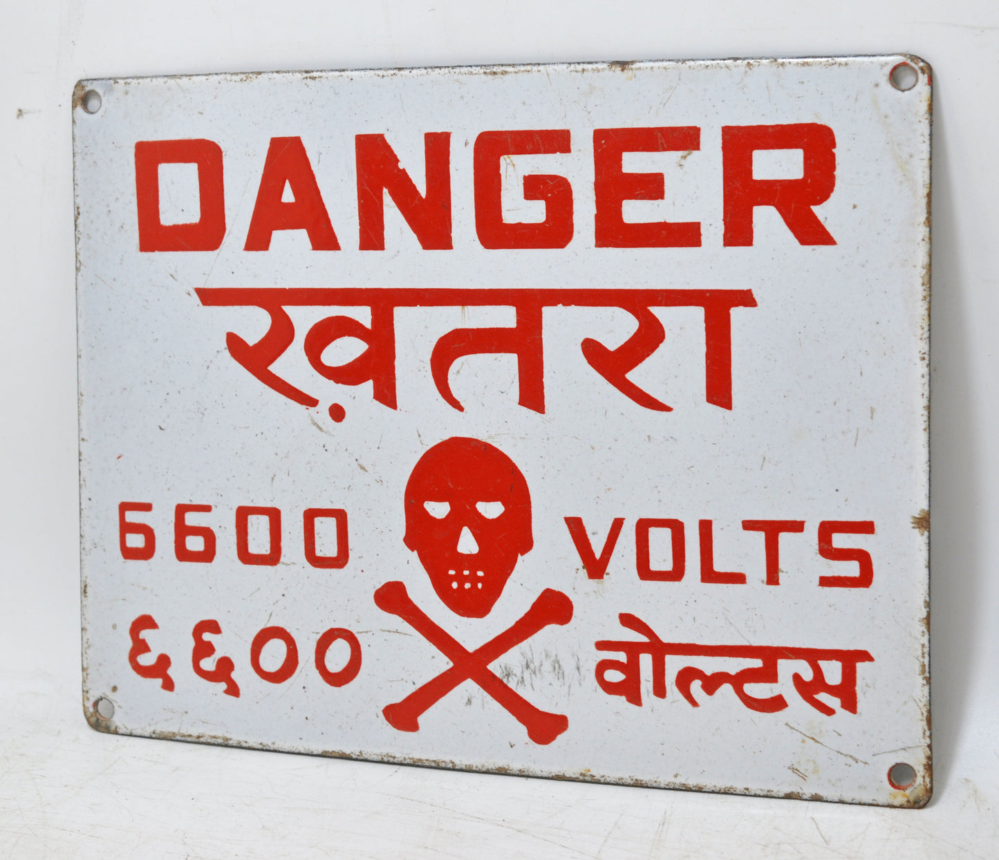 Antique Iron Enamel Porcelain Danger Sign Board Original Old Hand Crafted