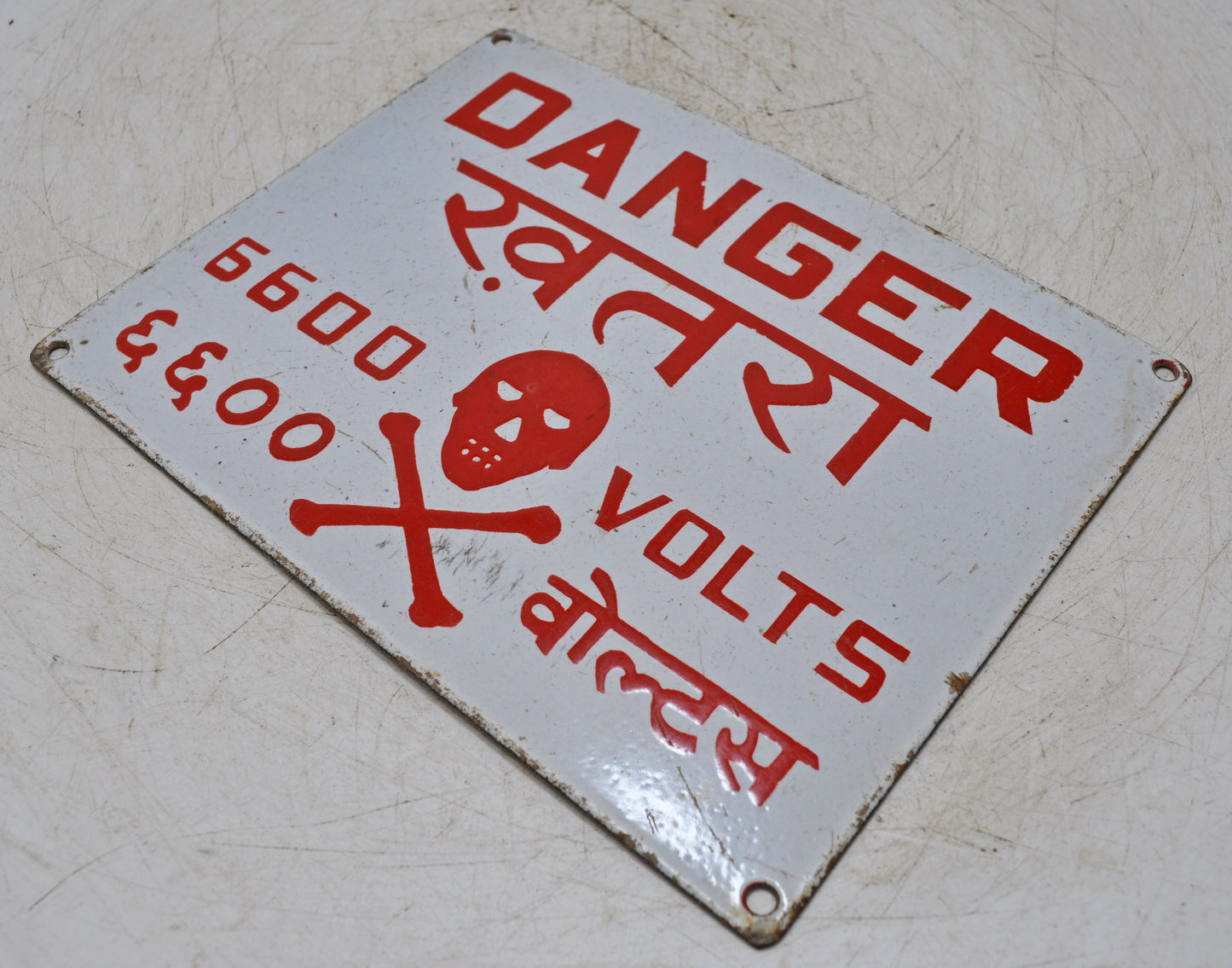 Antique Iron Enamel Porcelain Danger Sign Board Original Old Hand Crafted