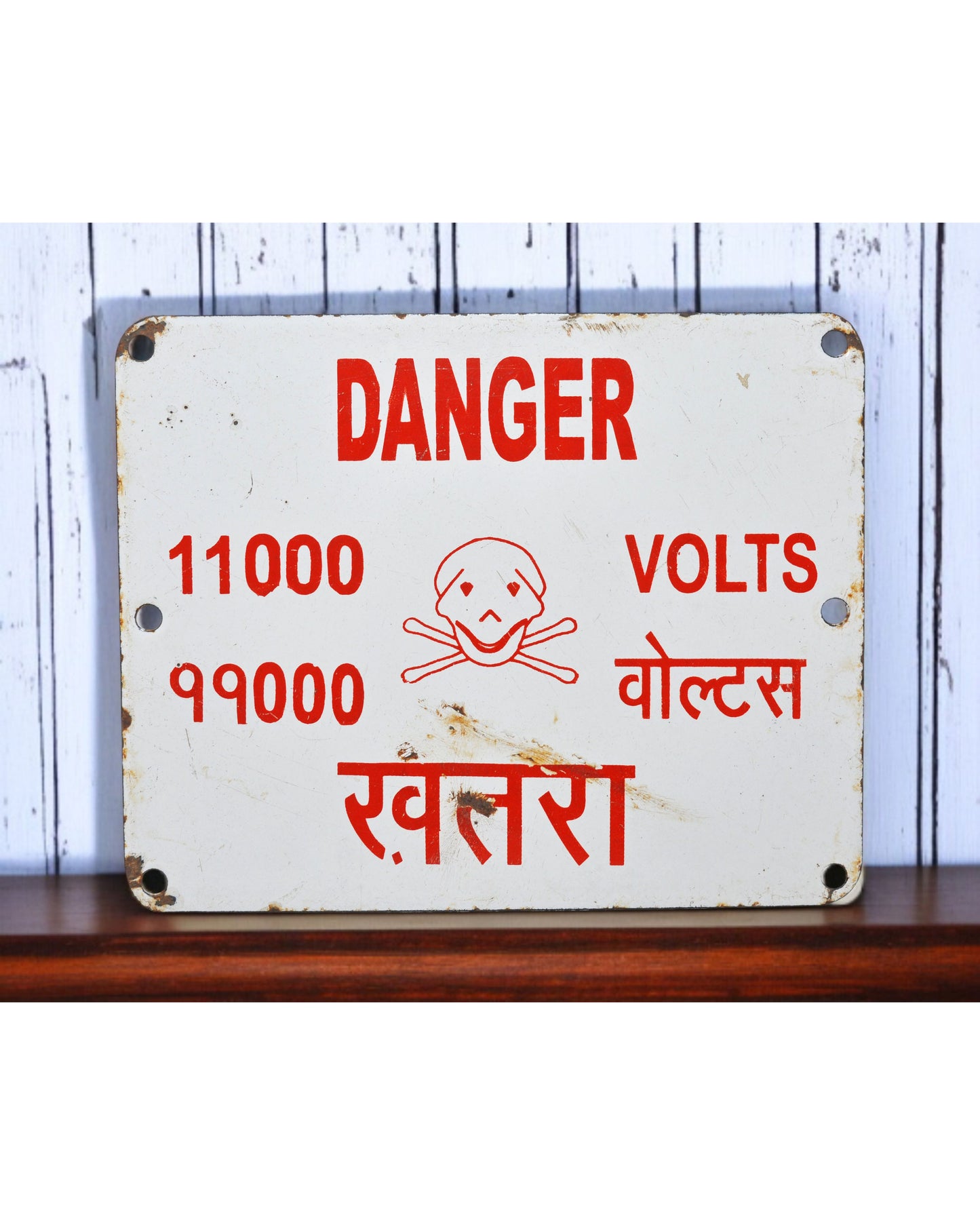 Antique Iron Enamel Porcelain Danger Sign Board Original Old Hand Crafted