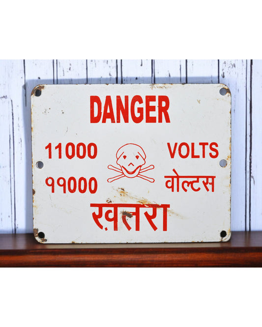 Antique Iron Enamel Porcelain Danger Sign Board Original Old Hand Crafted