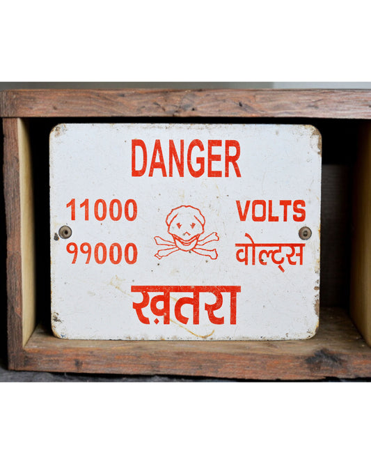 Antique Iron Enamel Porcelain Danger Sign Board Original Old Hand Crafted