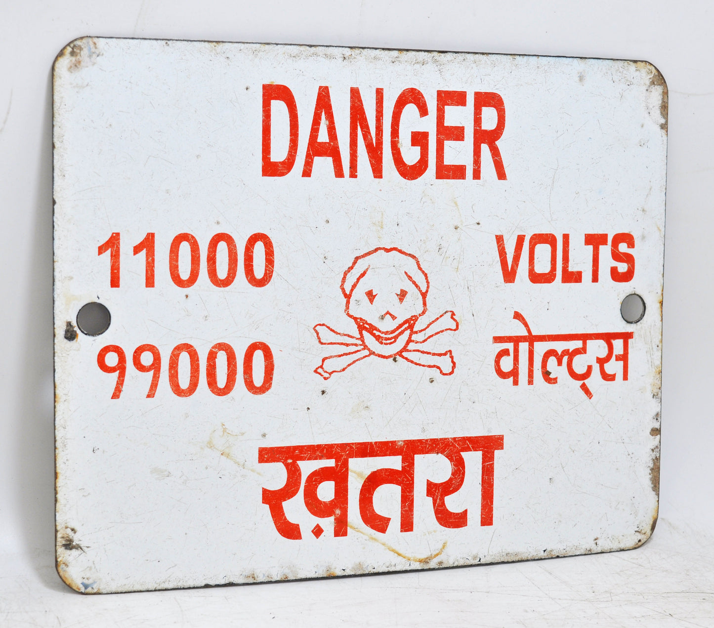Antique Iron Enamel Porcelain Danger Sign Board Original Old Hand Crafted