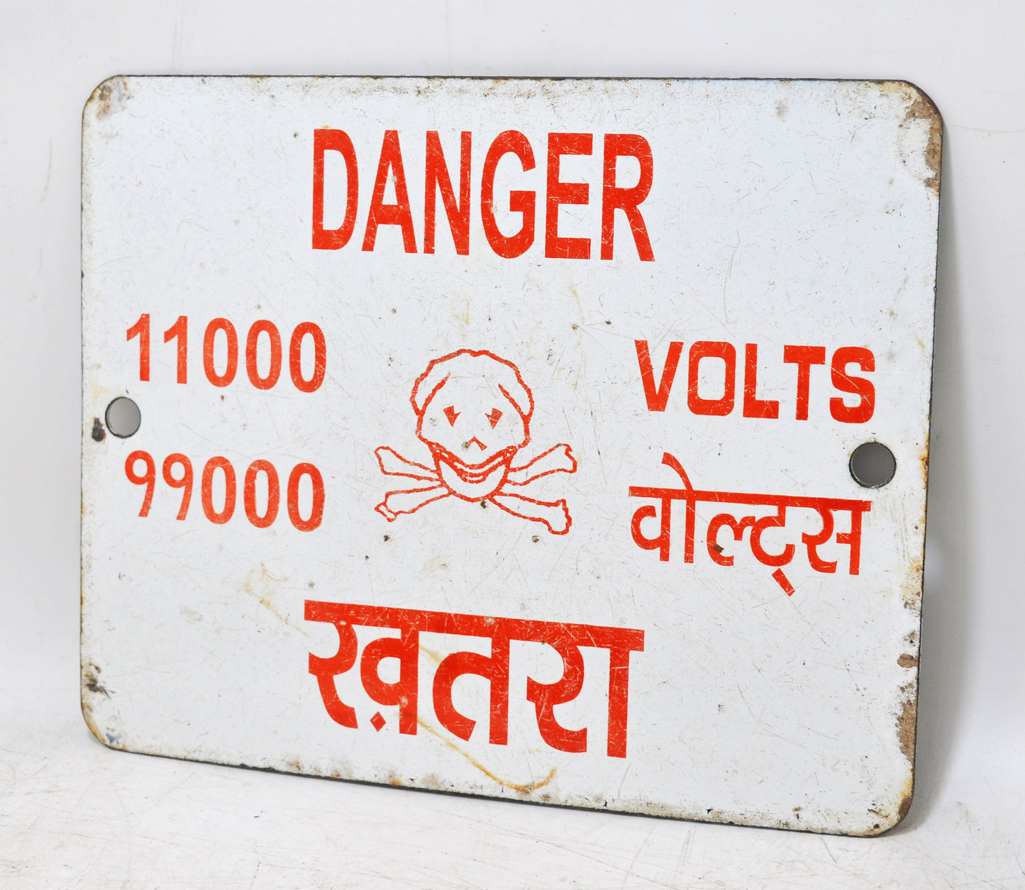 Antique Iron Enamel Porcelain Danger Sign Board Original Old Hand Crafted