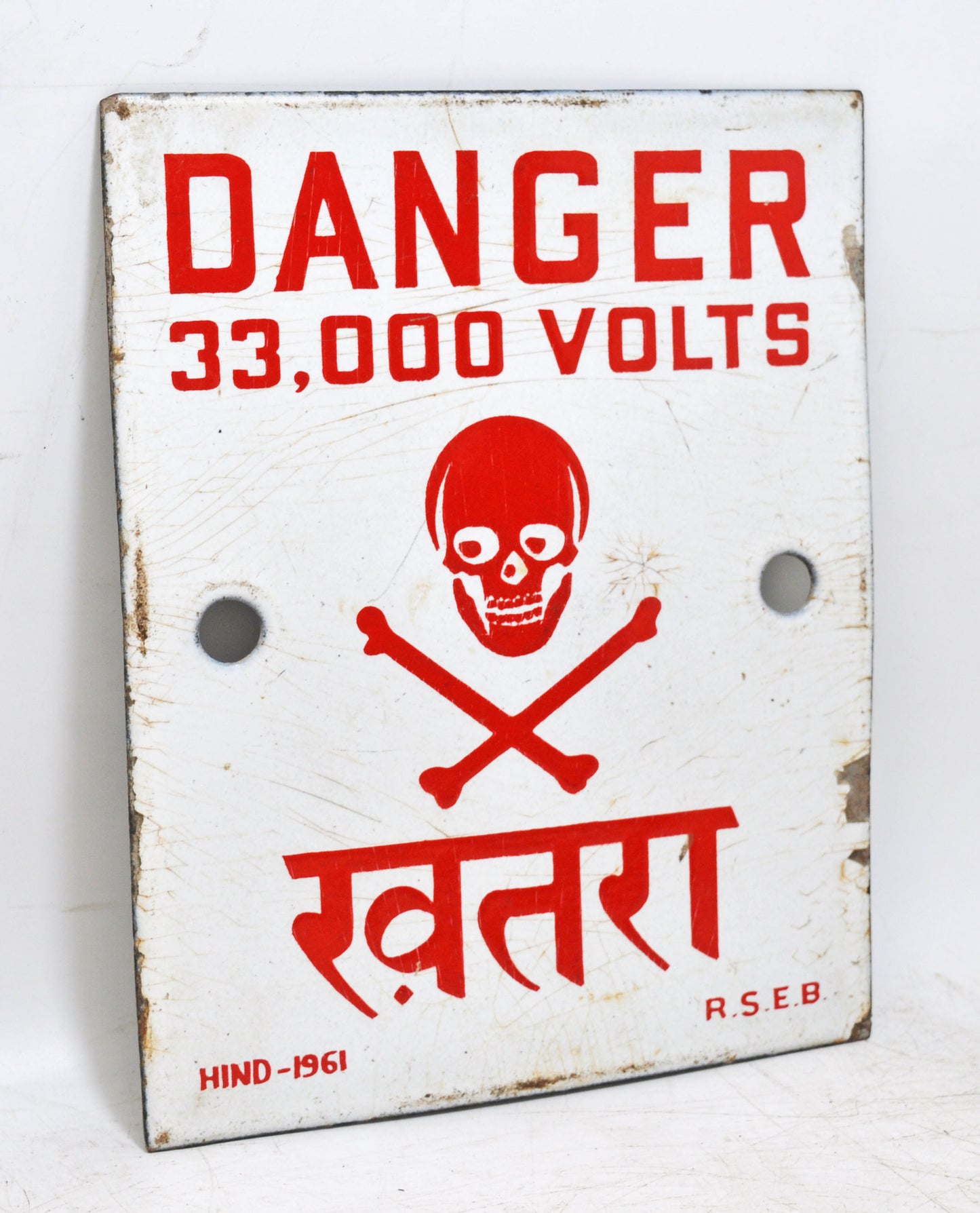 Antique Iron Enamel Porcelain Danger Sign Board Original Old Hand Crafted