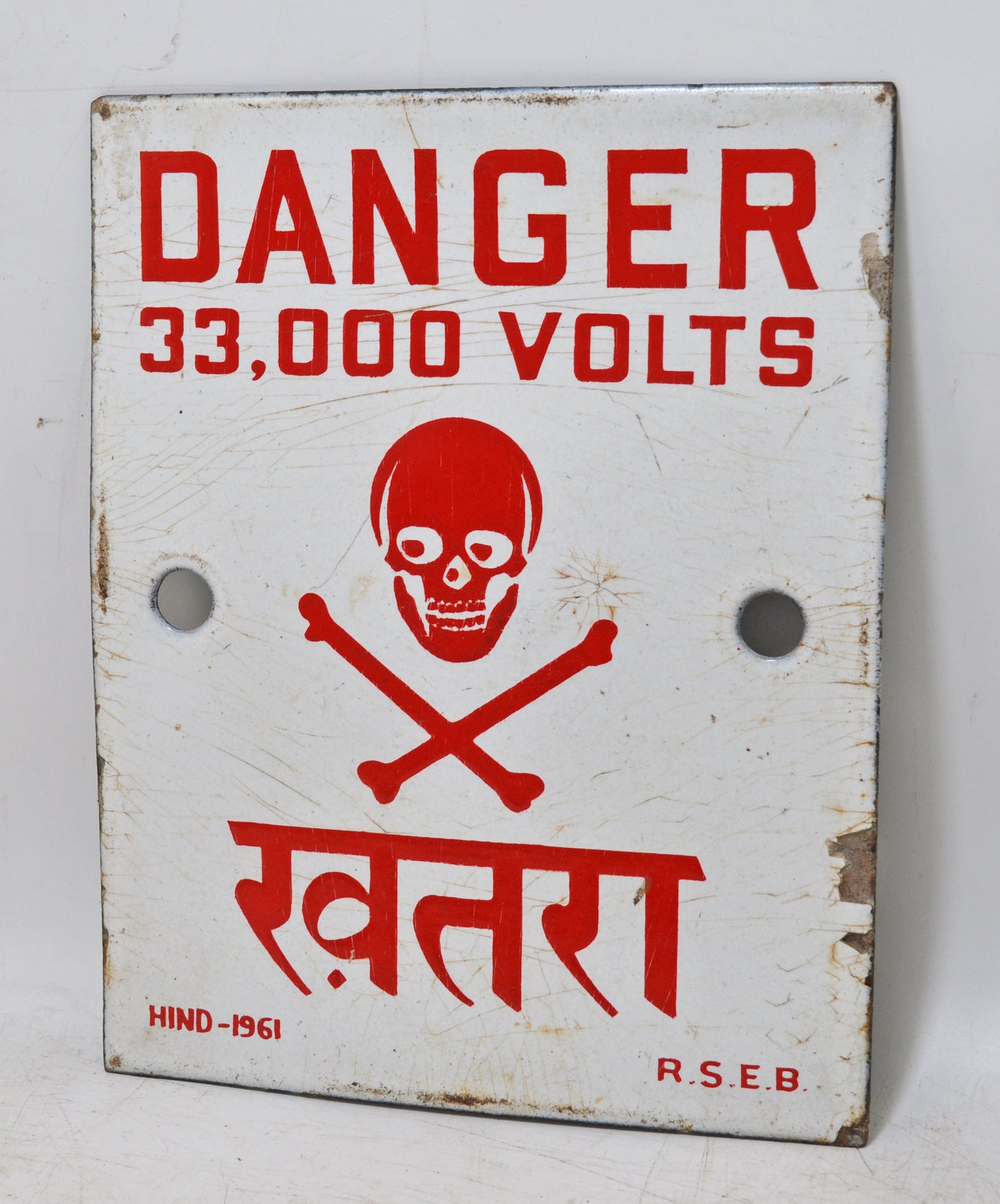 Antique Iron Enamel Porcelain Danger Sign Board Original Old Hand Crafted