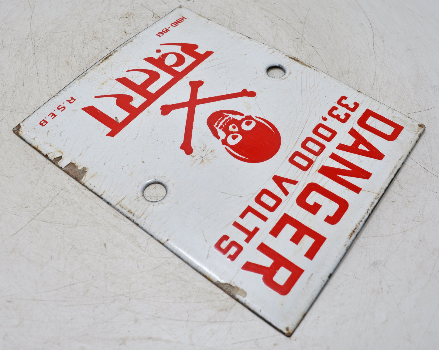Antique Iron Enamel Porcelain Danger Sign Board Original Old Hand Crafted