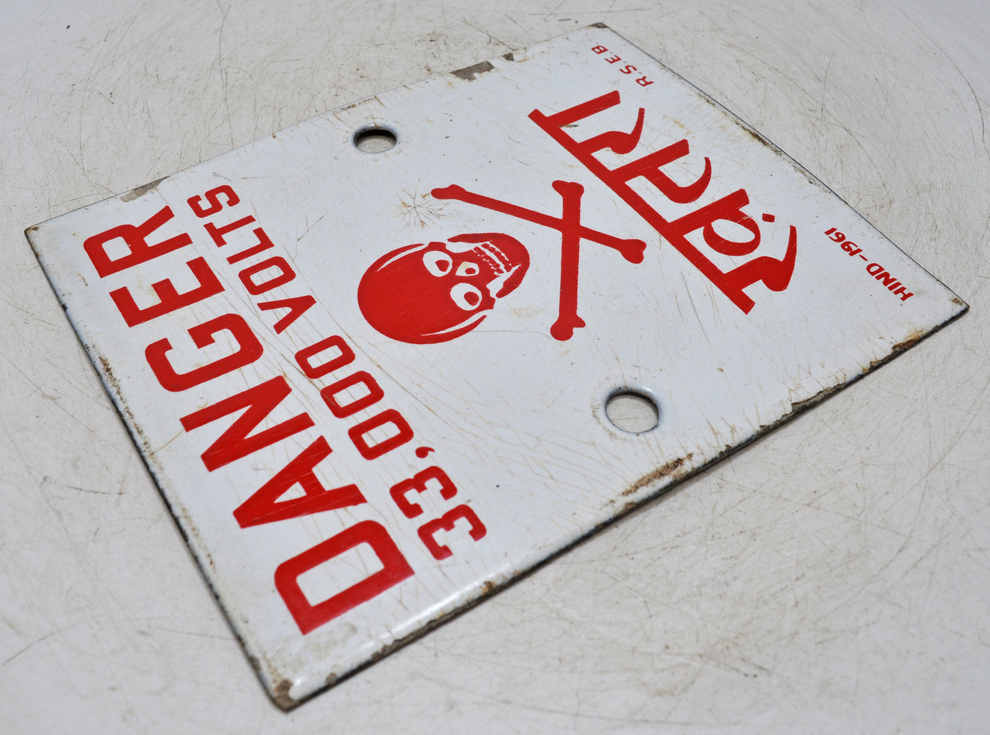 Antique Iron Enamel Porcelain Danger Sign Board Original Old Hand Crafted