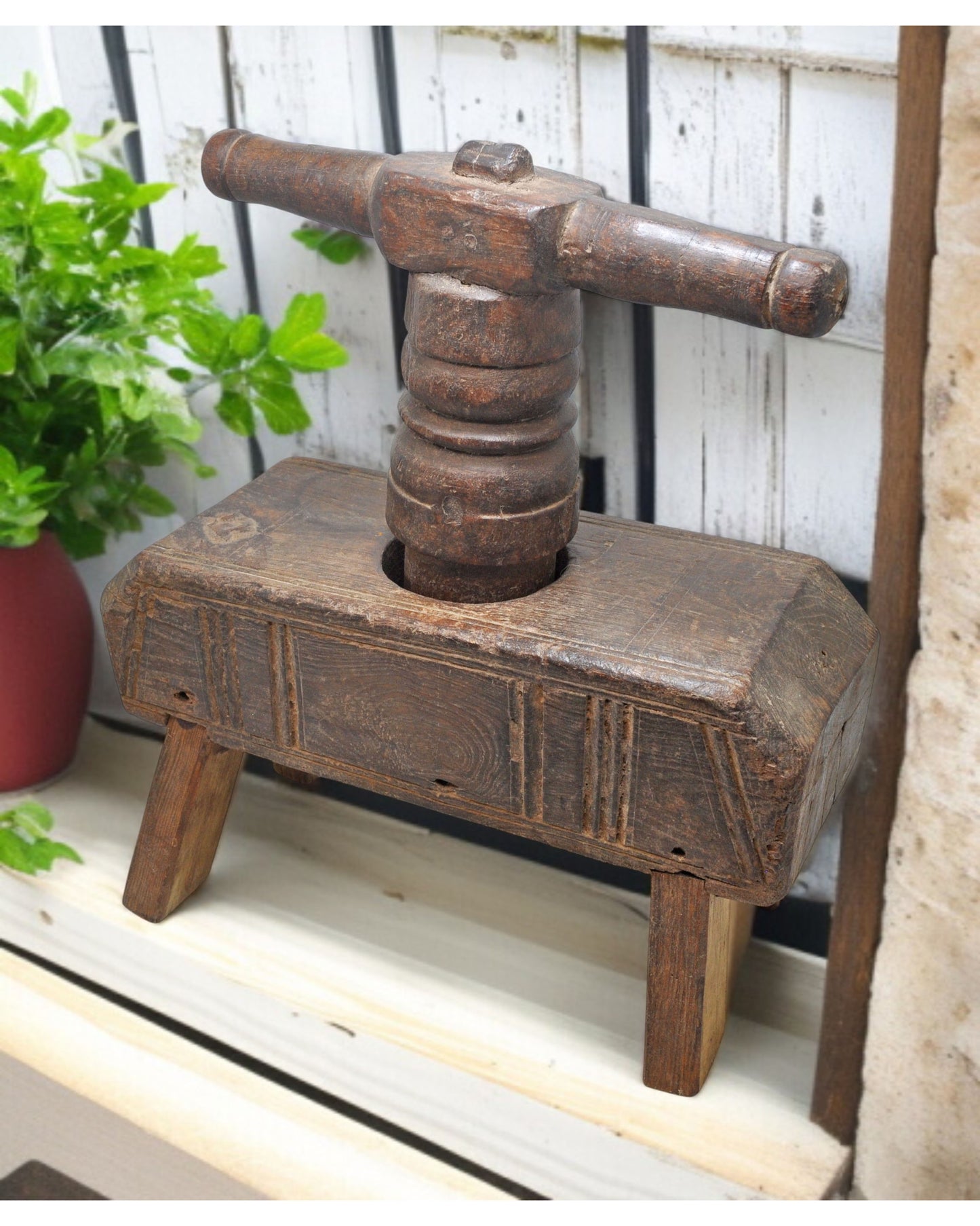 Antique Wooden Tribal Ethnic Juicer Original Old Hand Carved