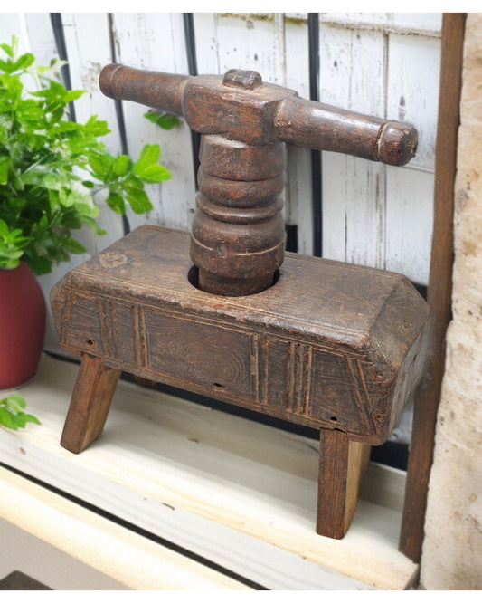 Antique Wooden Tribal Ethnic Juicer Original Old Hand Carved