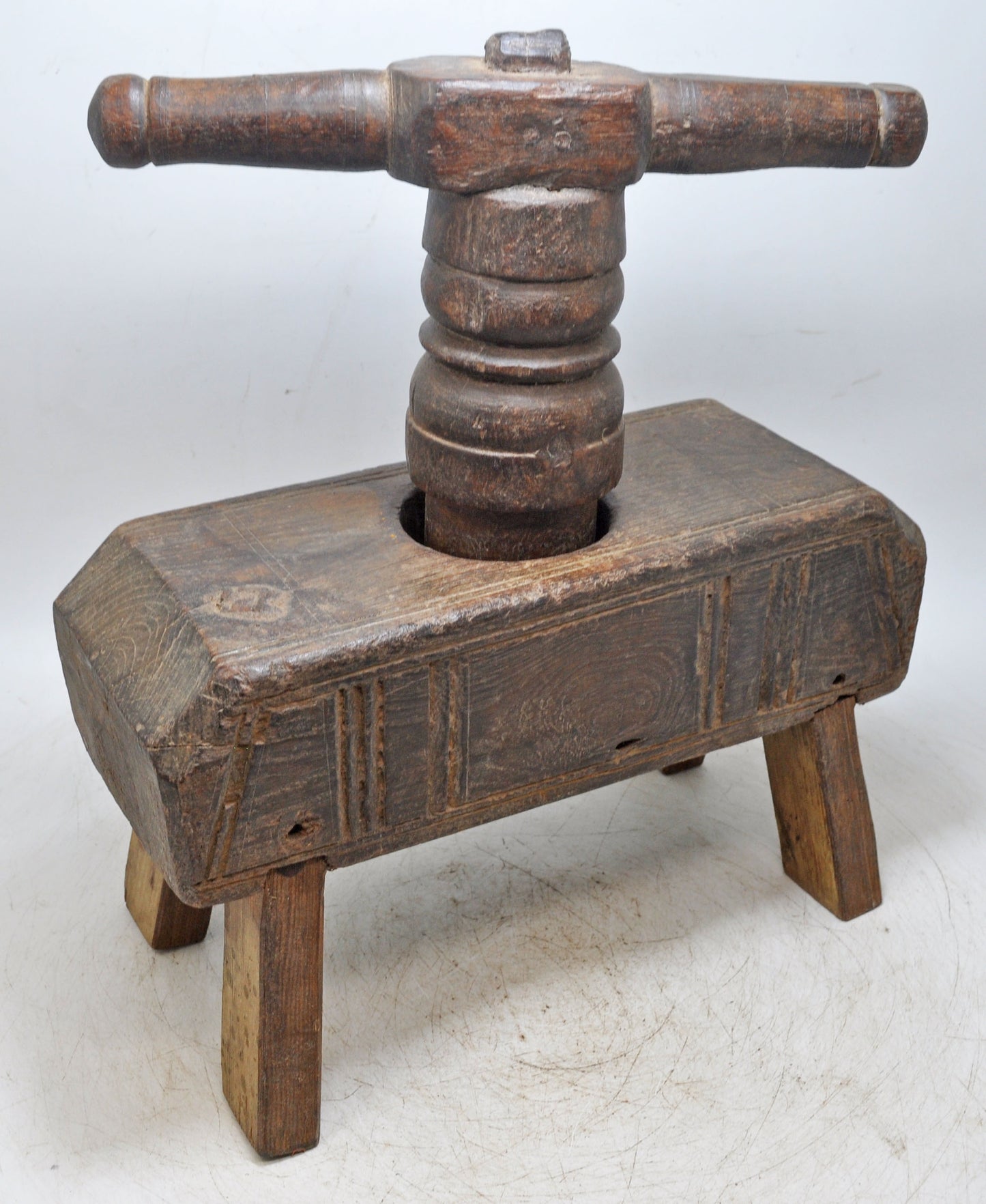 Antique Wooden Tribal Ethnic Juicer Original Old Hand Carved