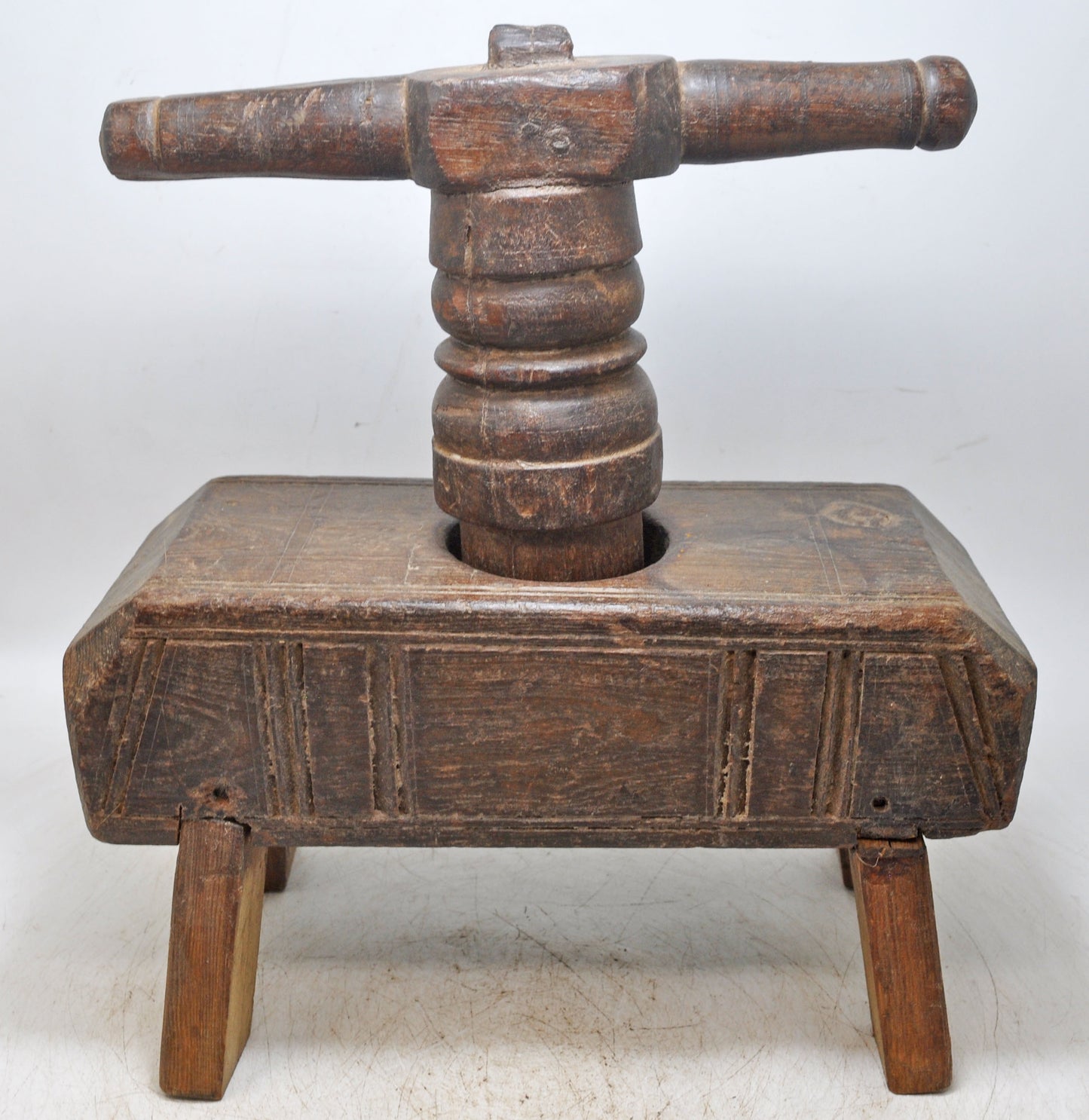 Antique Wooden Tribal Ethnic Juicer Original Old Hand Carved