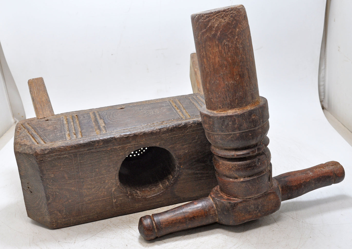 Antique Wooden Tribal Ethnic Juicer Original Old Hand Carved