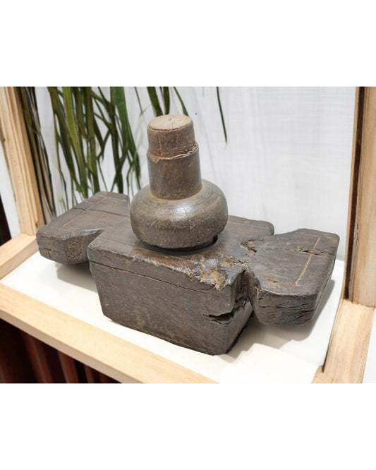 Antique Wooden Kitchenware Ethnic Juicer Original Old Hand Carved