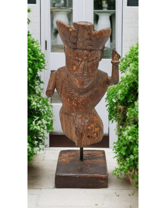 Vintage Wooden Man Figurine Original Old Hand Carved