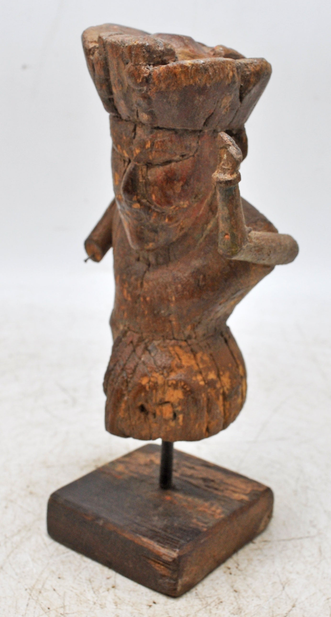 Vintage Wooden Man Figurine Original Old Hand Carved