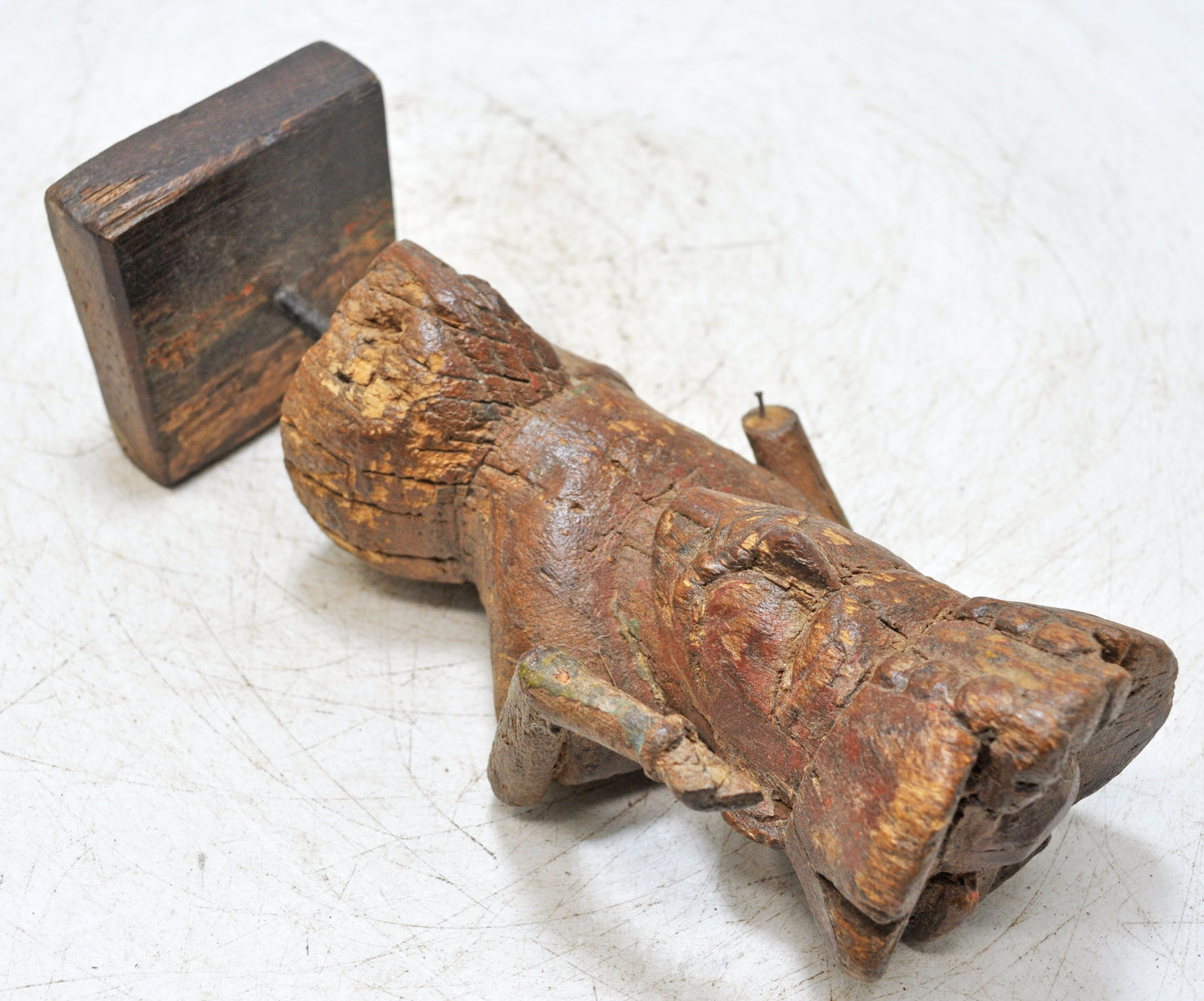 Vintage Wooden Man Figurine Original Old Hand Carved