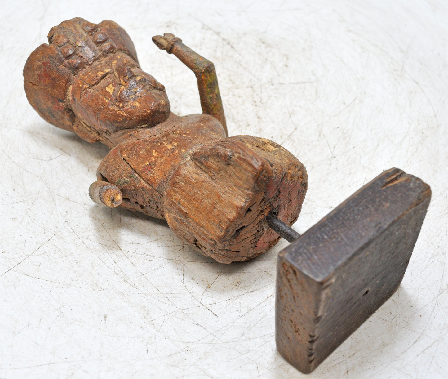 Vintage Wooden Man Figurine Original Old Hand Carved