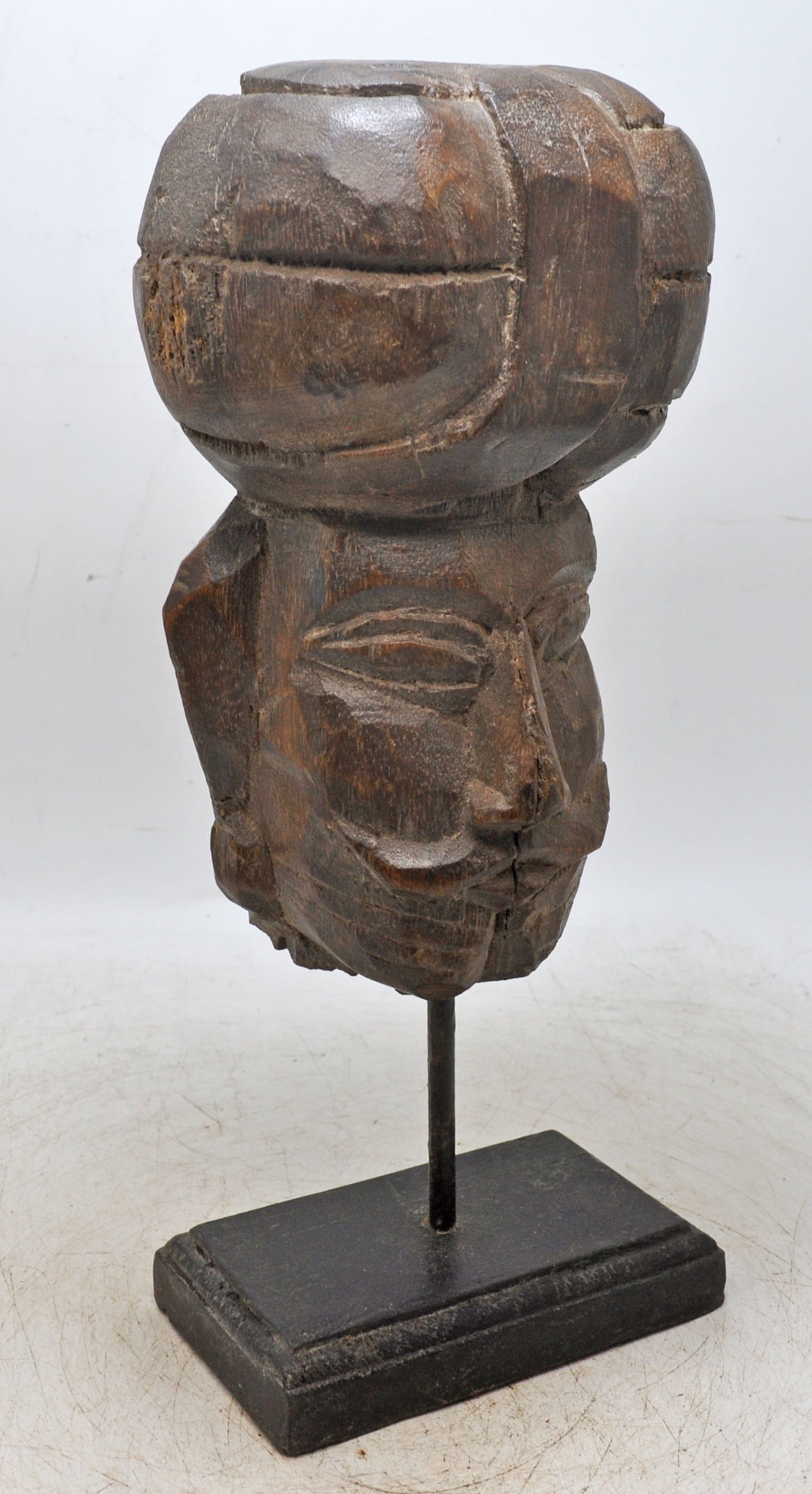 Vintage Wooden Man Head Figurine Original Old Hand Carved