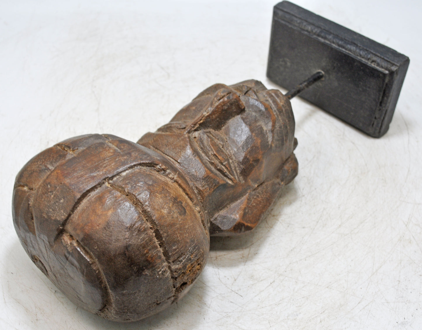Vintage Wooden Man Head Figurine Original Old Hand Carved