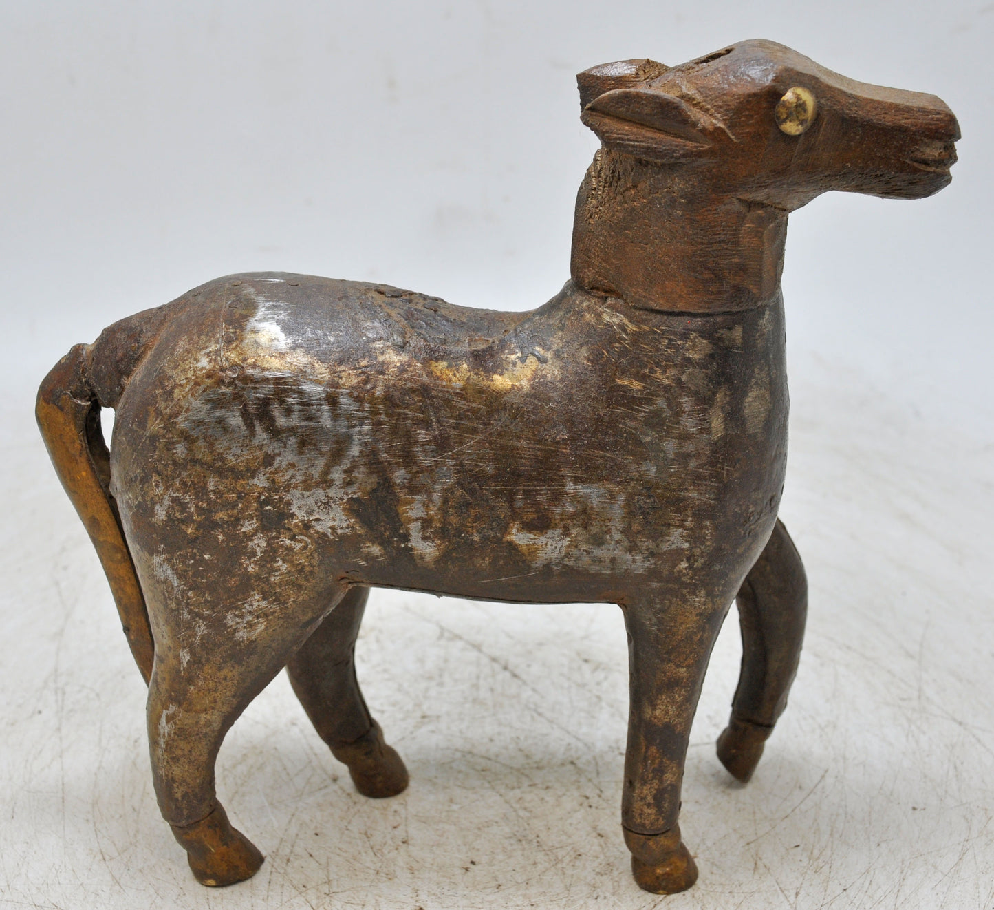 Vintage Wooden Deer Figurine Original Old Hand Carved