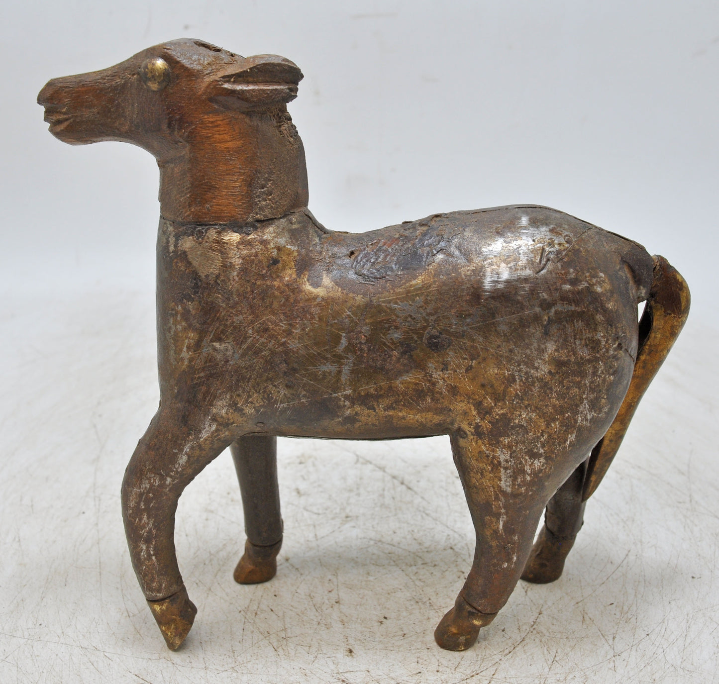 Vintage Wooden Deer Figurine Original Old Hand Carved