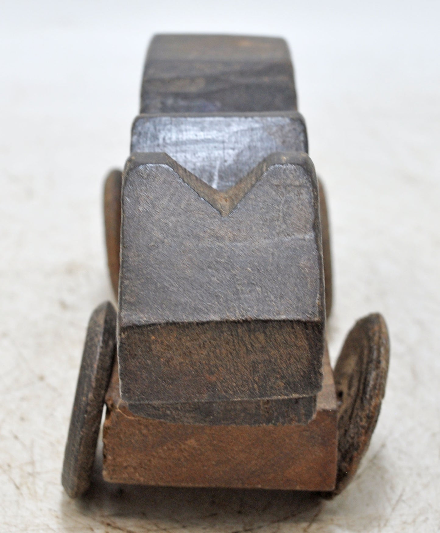 Antique Wooden Cow on Wheels Figurine Original Old Hand Carved