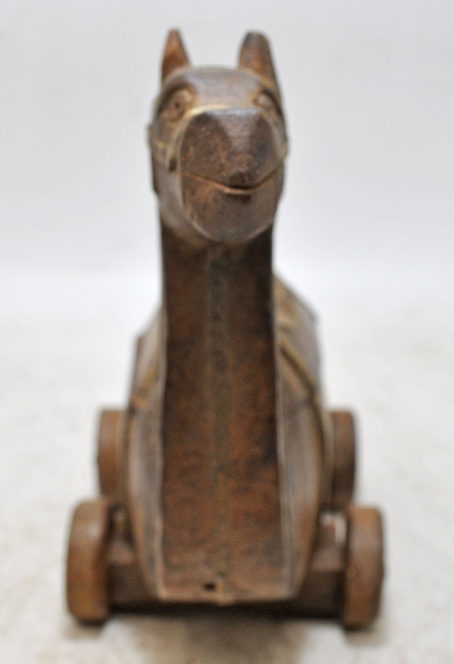 Vintage Wooden Camel on Wheels Figurine Original Old Hand Carved