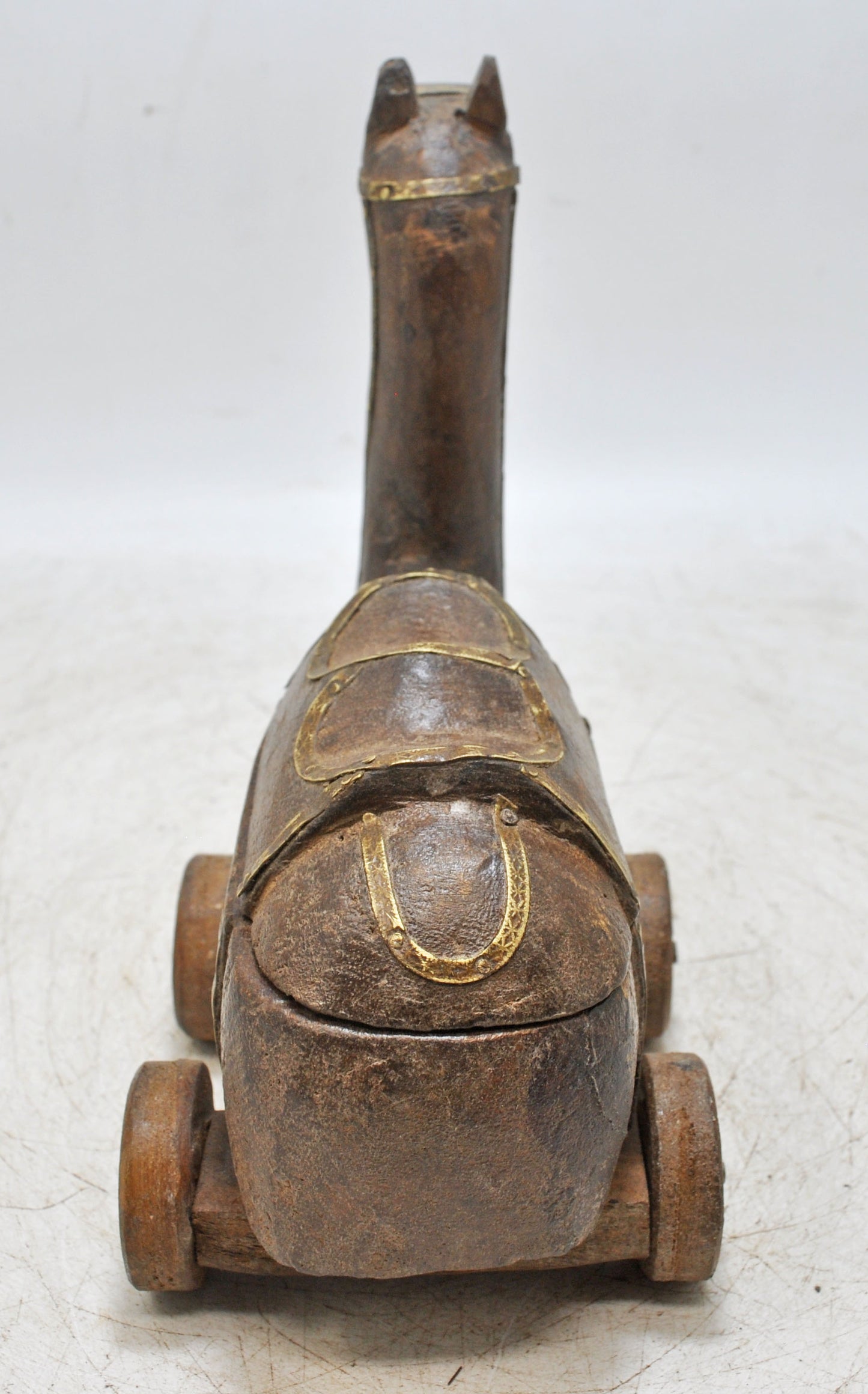 Vintage Wooden Camel on Wheels Figurine Original Old Hand Carved